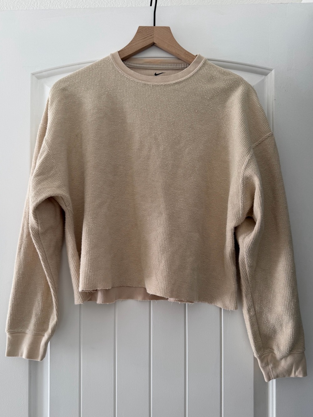 Nike Cream Waffle-Knit Crewneck Sweater